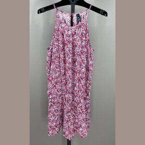 NEW Gap Romper Womens Medium pink purple floral preppy casual summer